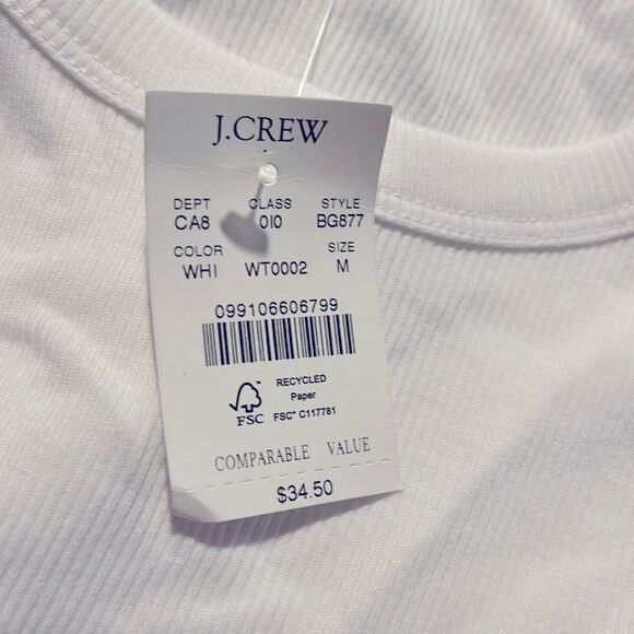 J Crew Factory NWT Ribbed High Neck Tank Top Size Medium in White - Picture 5 of 5